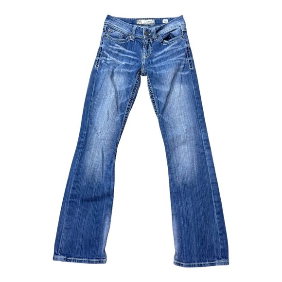 BKE Jeans Women's 28x33.5 28x33  20 Stretch Flare Bootcut Medium Wash Denim READ - Picture 1 of 8